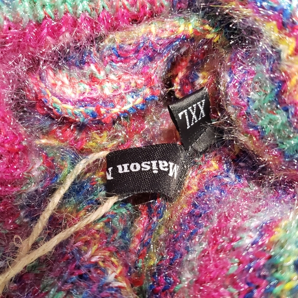 Maison Mascallier Marbled Scalloped Knit Turtleneck Sweater, Sz XXL - Picture 3 of 5